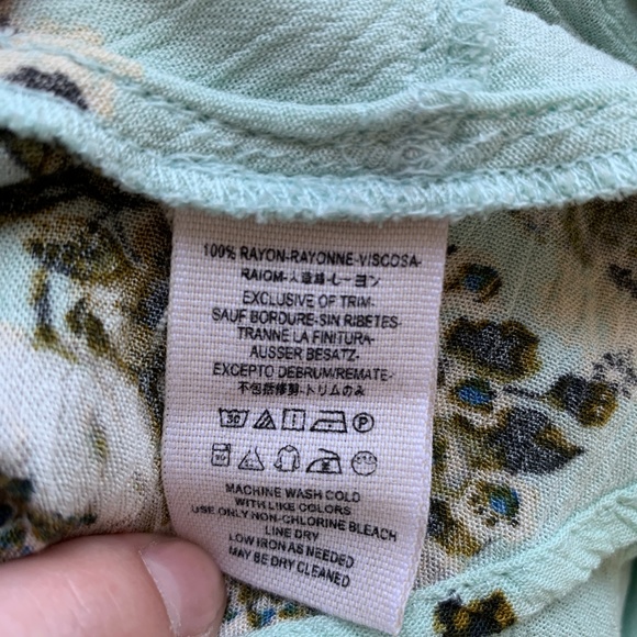 Free People None Tunic Mini Dress Floral Mint Blue - Picture 6 of 6